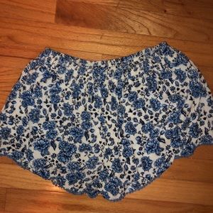Light blue flowy and floral shorts